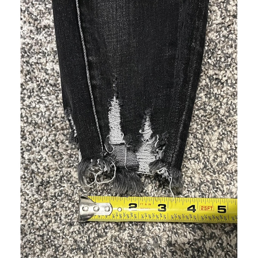 Flying Monkey Jeans Womens 30‎ Black High Rise Skinny Distressed Raw Hem Ankle - Picture 9 of 11